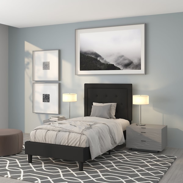 Flash Furniture Roxbury Twin Platform Bed, Black SL-BK5-T-BK-GG - main